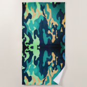 Green Blue Camouflage Beach Towel Strandlaken (Voorkant)