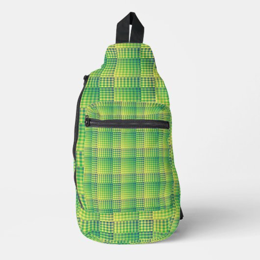 Green Blue Checker Abstract Pattern Sling Bag (Voorkant)