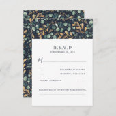 Green Blue et Gold Wedding RSVP (Devant / Derrière)