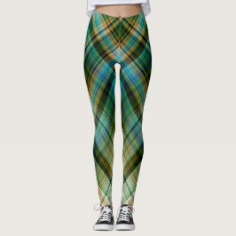Green Blue Geometric Leggings