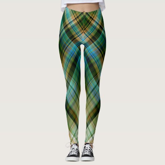 Green Blue Geometric Leggings (Voorkant)