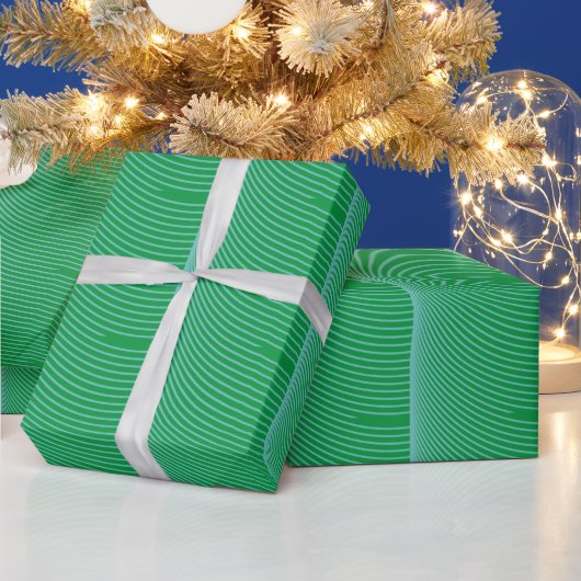 Green Blue Geometric Stripe Pattern Holiday Cadeaupapier (Feestdagen)