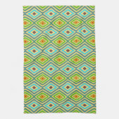 Green Blue Geometrical Diamond Pattern Theedoek (Verticaal)