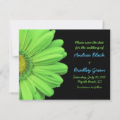 Green Blue Gerbera Daisy Photo Wedding Save The Date (Achterkant)