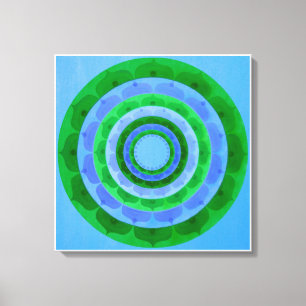 Green Blue Mandala Canvas Afdrukken