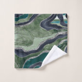 Green Blue Marble Agate Silver Glitter Glam #1 Bad Handdoek (Wasdoekje)