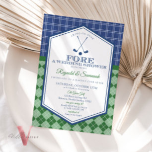 Green Blue PAR-TEE Golf Couple Shower Invitation