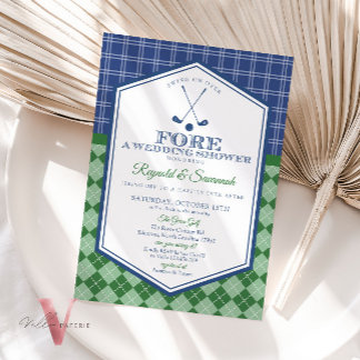 Green Blue PAR-TEE Golf Couple Shower Invitation
