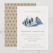 Green Blue Pine Bossen Mountain Verloving Invite Bedankkaart (Voorkant / Achterkant)