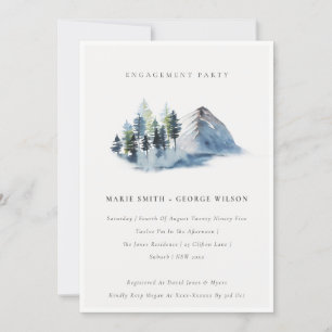 Green Blue Pine Bossen Mountain Verloving Invite Bedankkaart