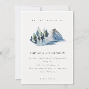 Green Blue Pine Bossen Mountain Wedding Invite Bedankkaart