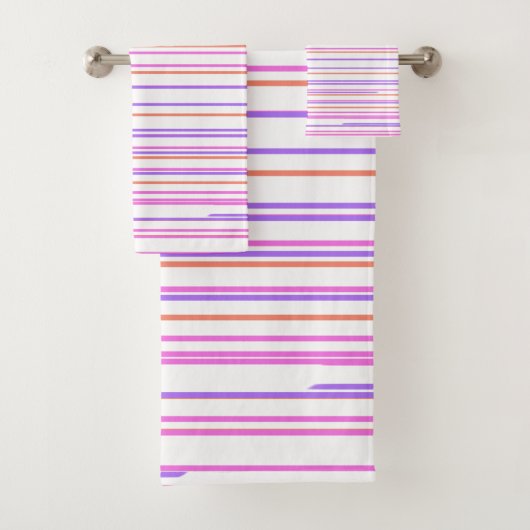 Green blue purple strips moderne custom pattern bad handdoek (Insitu)