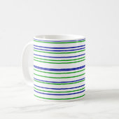 Green blue purple strips moderne custom pattern koffiemok (Voorkant links)