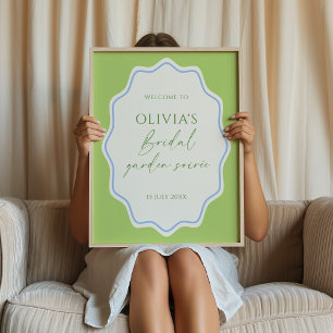 Green Blue Scalloped Lijst Bridal Soirée Welkom Poster