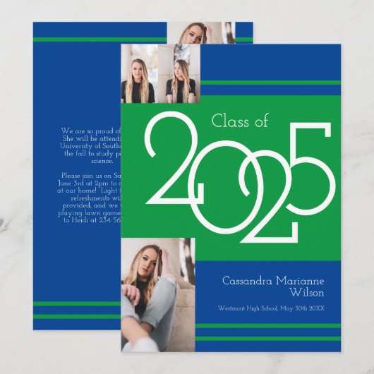 Green Blue School Colours Faire-part de diplôme (Devant / Derrière)