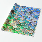 Green Blue Shiny Ombre Glitter Mermaid Scales Cadeaupapier (Uitgerold)
