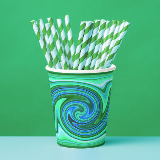 Green Blue Swirl - Cool Abstract Trippy Neon Party Papieren Bekers