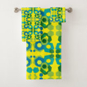 Green Blue Turquoise Yellow Hexagon Bath Towel Set Bad Handdoek (Insitu)