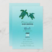 Green Blue Waterverf Ocean Turtles BABY SHOWER Kaart (Voorkant / Achterkant)