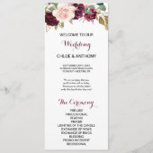 Green Blush Bourgogne Programme de mariage floral (Devant)