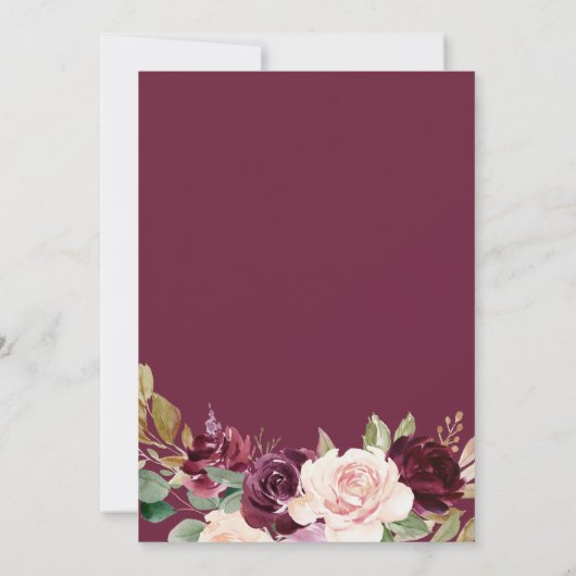 Green Blush Burgundy Floral Spain Wedding Kaart (Achterkant)