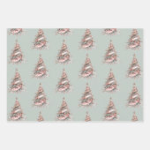 Green Blush Pink Deer Kerstbomen Santa Inpakpapier Vel (Voorkant 3)