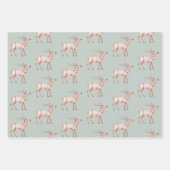 Green Blush Pink Deer Kerstbomen Santa Inpakpapier Vel (Voorkant)