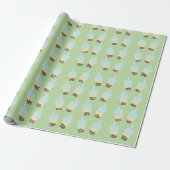 Green BobaTea Cadeaupapier (Uitgerold)