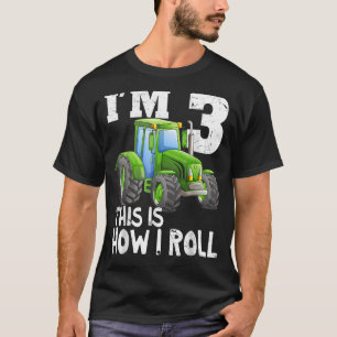 Green Boerderij Tractor 3rd Birthday Party 3 Year  T-shirt