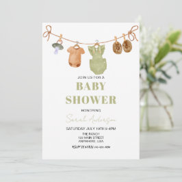 Green Boho Baby Kleding meisje Baby shower Kaart