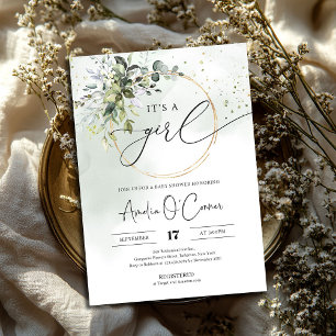 Green Boho C'est une fille Baby shower Invitation