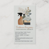 Green Boho Cleaning Service Maid QR Code Visitekaartje (Voorkant)