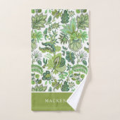 Green Boho  Floral Monogram Bad Handdoek (Handdoek)