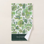 Green Boho Floral Monogram Bad Handdoek (Handdoek)