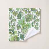 Green Boho Floral Monogram Bad Handdoek (Wasdoekje)