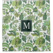 Green Boho  Floral Monogram Douchegordijn (Voorkant)