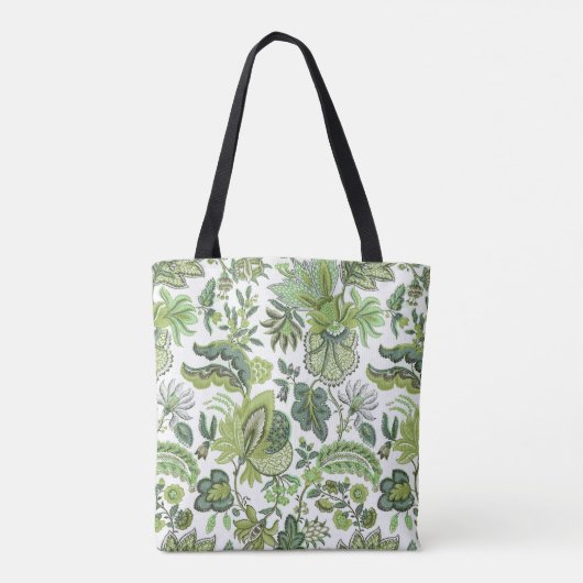 Green Boho  Floral Monogram Draagtas (Achterkant)