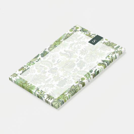Green Boho  Floral Monogram Post-it® Notes (Schuin)