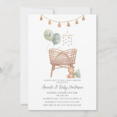 Green Boho Nursery Boho Baby shower Invitation (Devant)