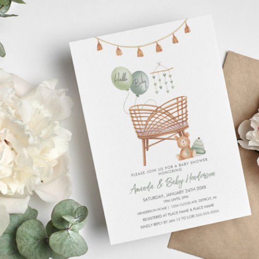 Green Boho Nursery Boho Baby shower Uitnodiging
