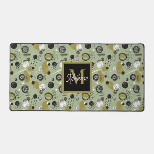 Green Boho Pattern Monogram Name  (Recto)