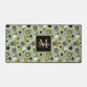 Green Boho Pattern Monogram Name  Bureaumat (Voorkant)