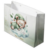 Green Boho Sleeping Teddy Bear Schattige feest Groot Cadeauzakje (Voorkant Gekanteld)
