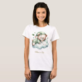 Green Boho Sleeping Teddybeer Schattigee feestvrou T-shirt (Voorkant volledig)