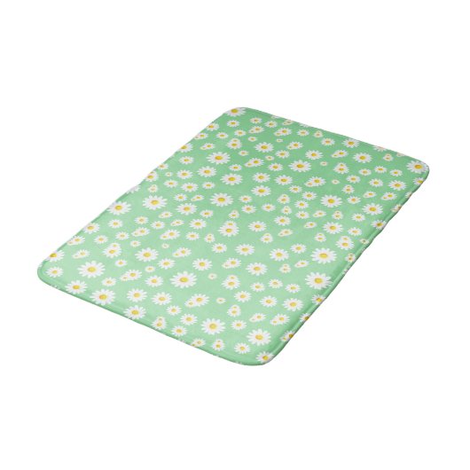 Green Boho Spring Daisies Pattern Badmat (Gekanteld)