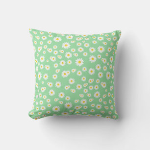 Green Boho Spring Daisies Pattern Kussen