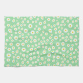 Green Boho Spring Daisies Pattern Theedoek (Horizontaal)