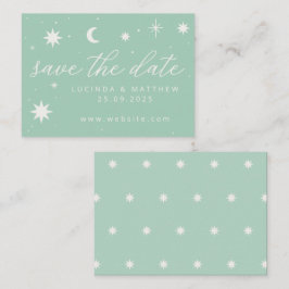 Green Boho Starry Wedding Save the Date Kaart Notitiekaartje