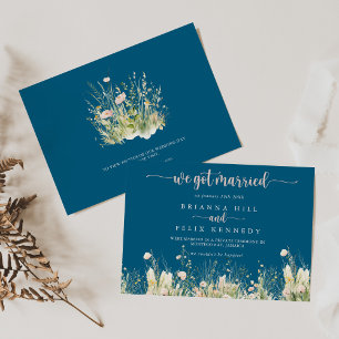 Green Boho Wildflower Navy Elopement Aankondiging