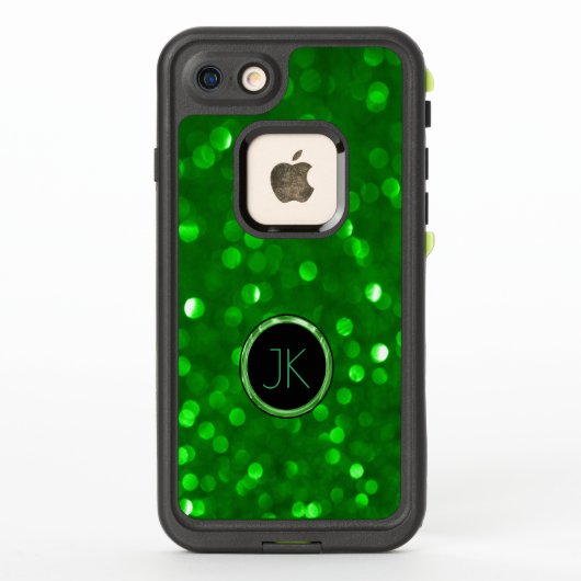 Green Bokeh Glitter Texture Print Monogram GR2 (Achterkant)